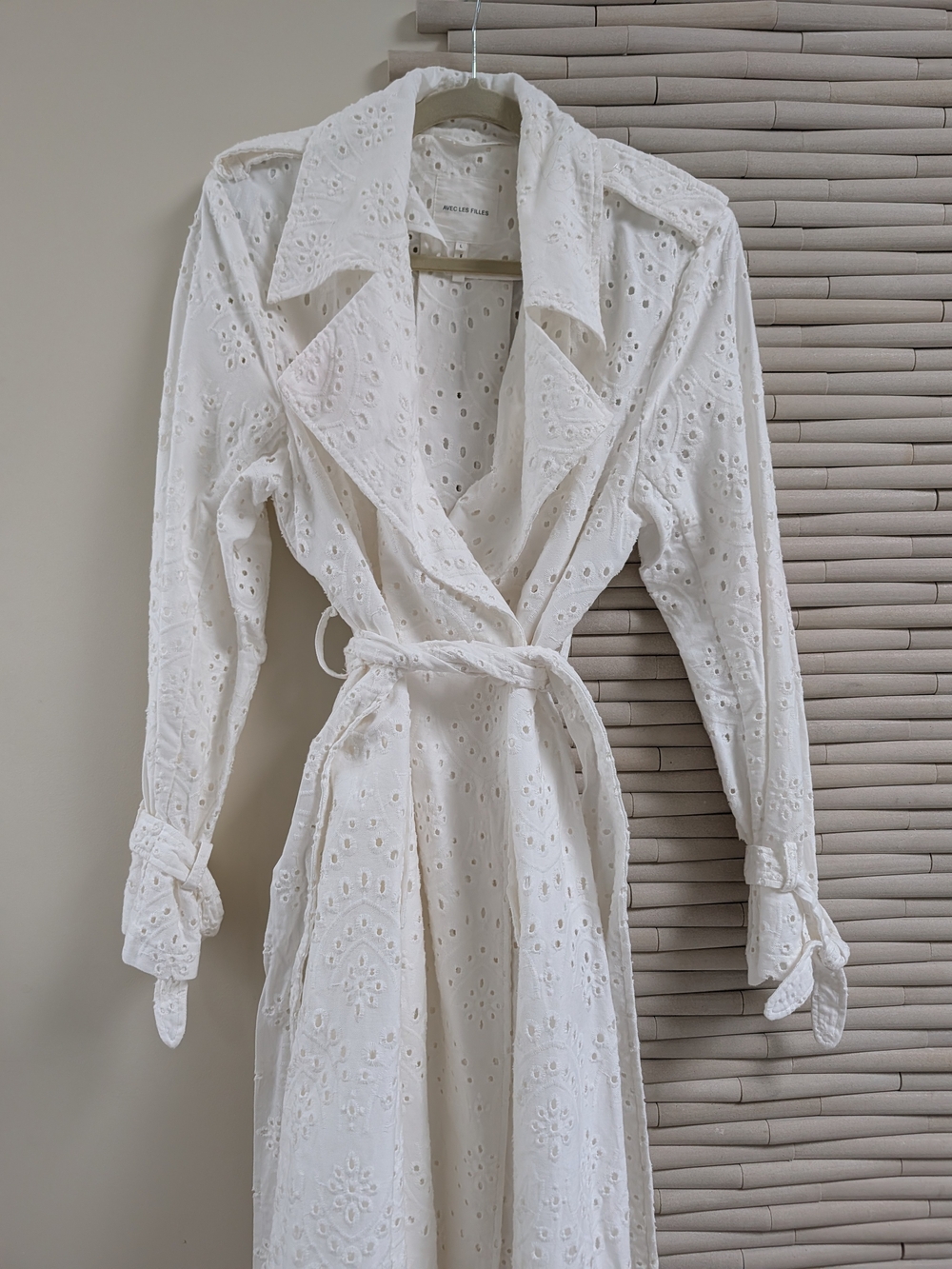 Avec Les Filles White Eyelet Trench Coat